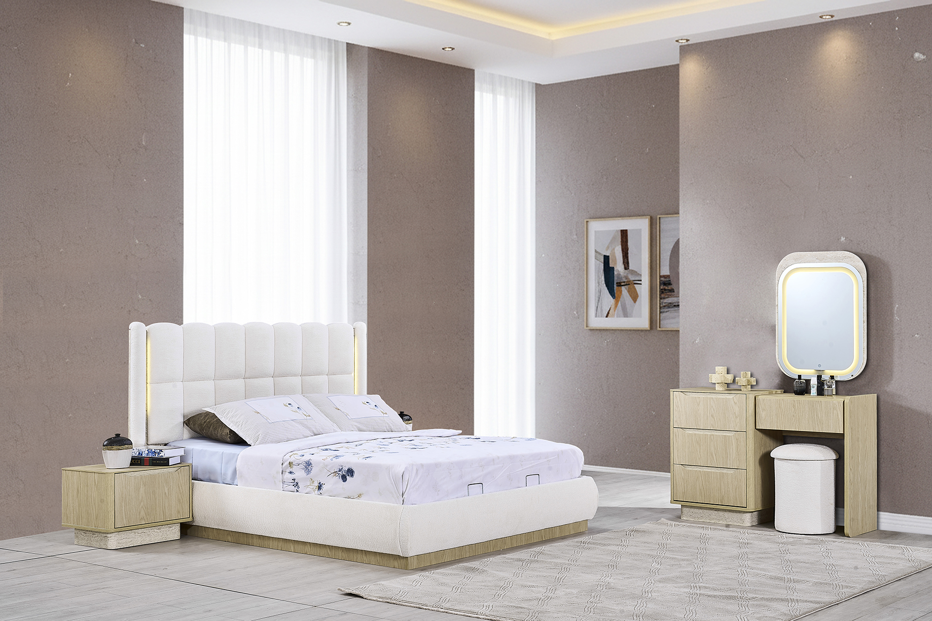 Athena Meşe Yatak Odası