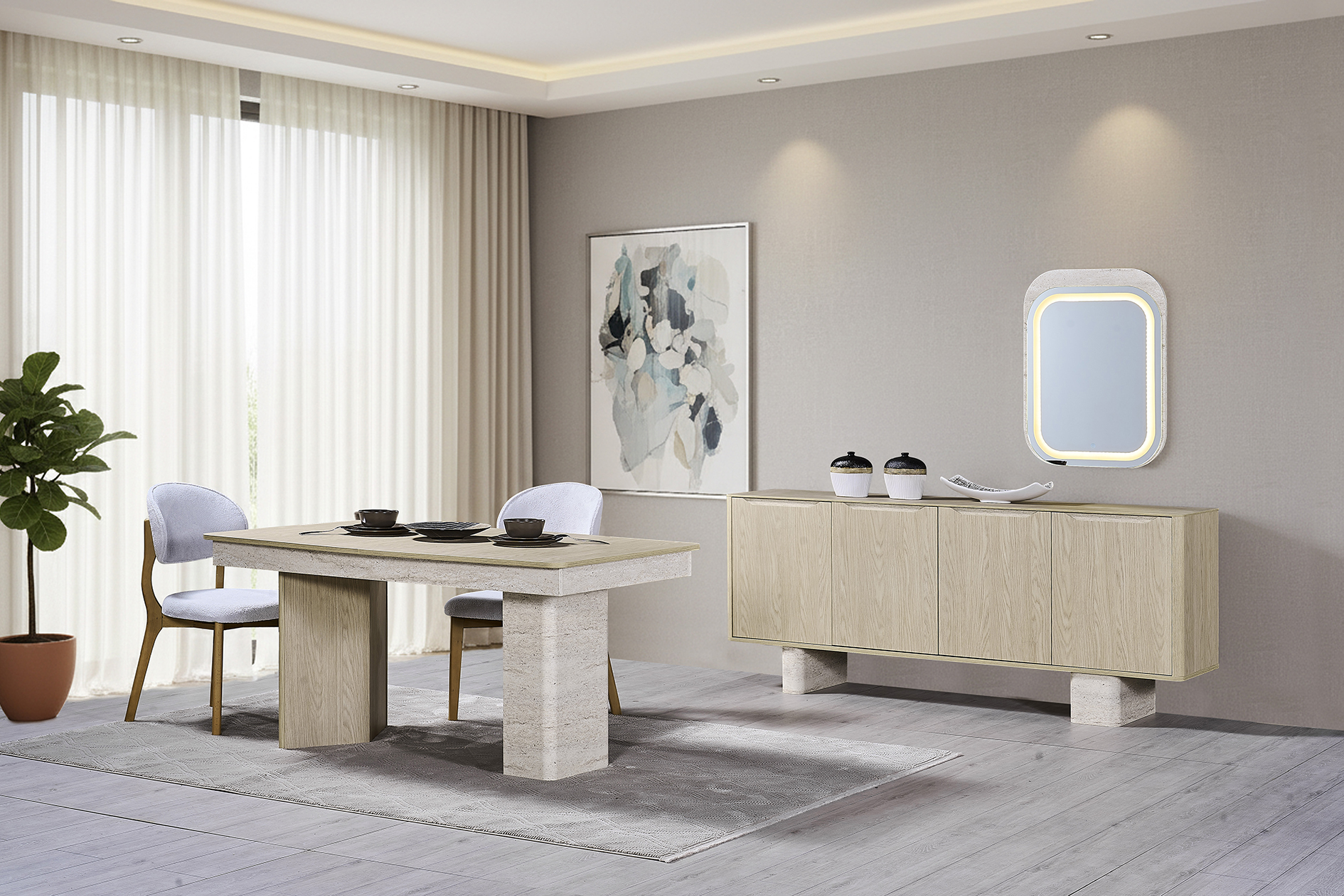 Athena Meşe Yemek Odası